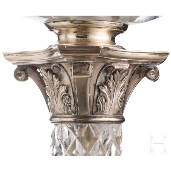 Ein Paar gro&szlig;e Kristall-Tischlampen mit Silbermontur, Russland, Moskau, Shanks & Co., 1895