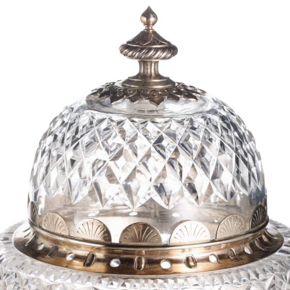 Ein Paar gro&szlig;e Kristall-Tischlampen mit Silbermontur, Russland, Moskau, Shanks & Co., 1895