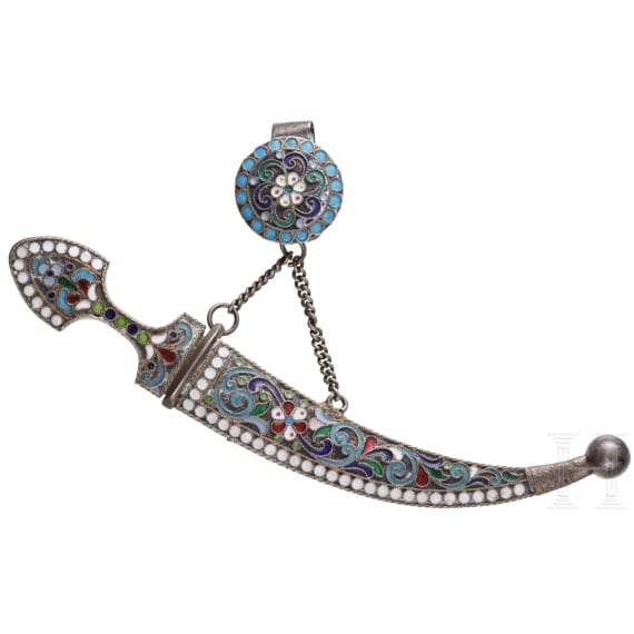 Miniatur-Kindjal aus Cloisonn&eacute;-Email, Russland, St. Petersburg, 1908 - 1917