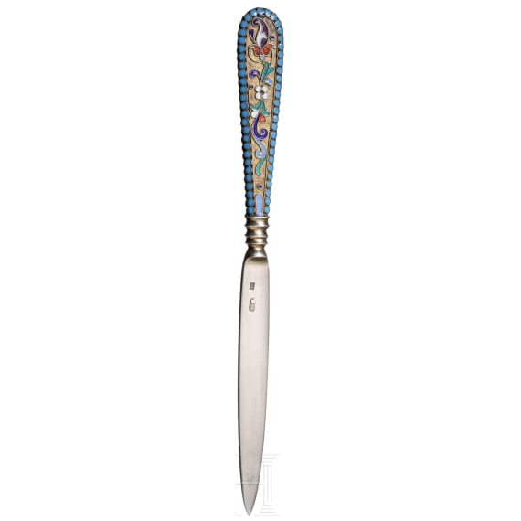 Cloisonn&eacute;-Email-Brief&ouml;ffner, Russland, Moskau, W. Akimow, um 1880