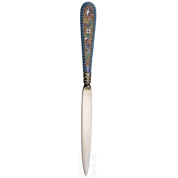 Cloisonn&eacute;-Email-Brief&ouml;ffner, Russland, Moskau, W. Akimow, um 1880