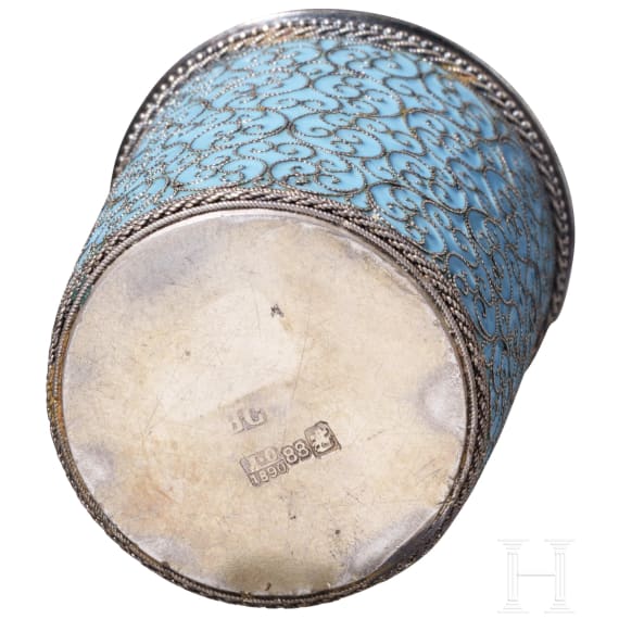Emaille-Wodkabecher, Russland, Moskau, Wasilij Semenow, 1890