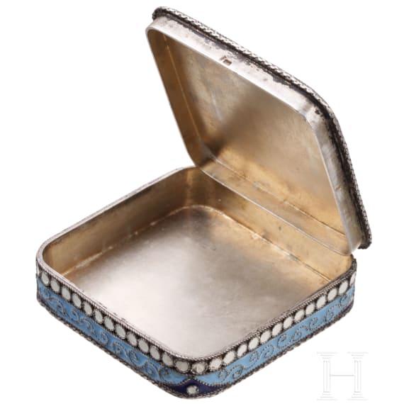 Cloisonn&eacute;-Email-Pillendose, Sowjetunion, um 1930