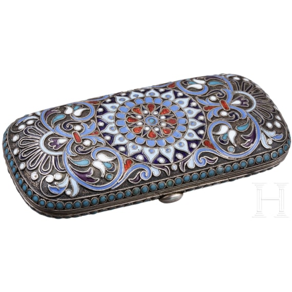 Cloisonn&eacute;-Email-Zigarettenetui, Russland, Moskau, Gustav Klingert, 1891 - 1896