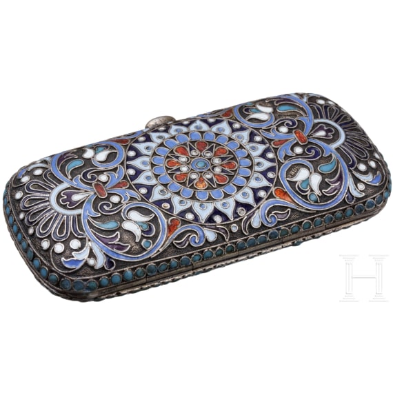 Cloisonn&eacute;-Email-Zigarettenetui, Russland, Moskau, Gustav Klingert, 1891 - 1896