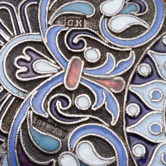 Cloisonn&eacute;-Email-Zigarettenetui, Russland, Moskau, Gustav Klingert, 1891 - 1896