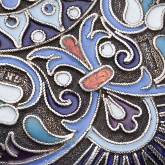 Cloisonn&eacute;-Email-Zigarettenetui, Russland, Moskau, Gustav Klingert, 1891 - 1896