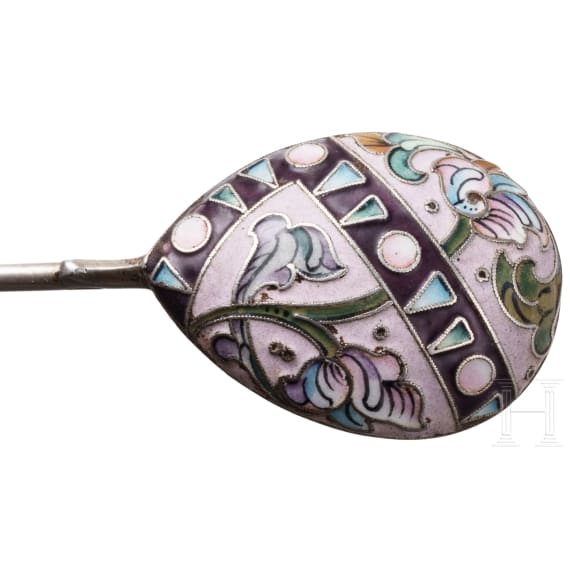 Cloisonn&eacute;-Email-L&ouml;ffel, Russland, Moskau, 1908 - 1917