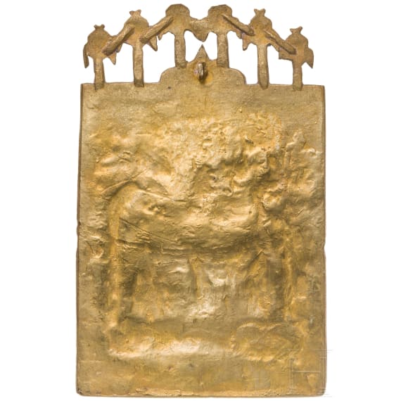 Zwei Bronzeikonen - Tetraptychon und erweiterte Deesis, Russland, 18./19. Jhdt.