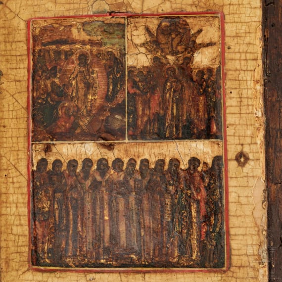 Gro&szlig;es Ikonen-Triptychon mit der Gottesmutter des Zeichens, Russland, um 1700