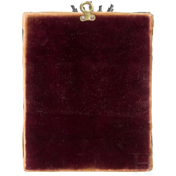 Kleine Ikone mit der Gottesmutter von Tichwin mit Silberbasma, Russland, 19. Jhdt. (Ikone), Odessa, 1857 (Basma)