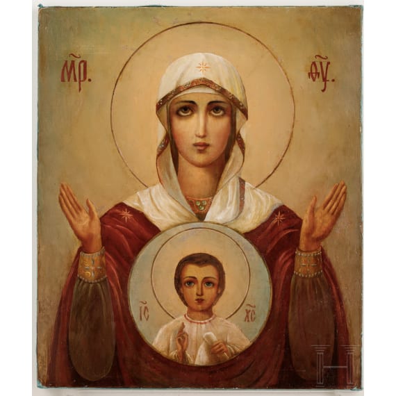 Gro&szlig;e Ikone mit der Gottesmutter des Zeichens, Russland, 20. Jhdt.