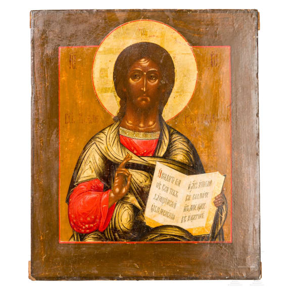 Ikone mit dem Christus Pantokrator, Russland, 19. Jhdt.