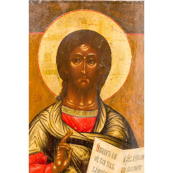 Ikone mit dem Christus Pantokrator, Russland, 19. Jhdt.