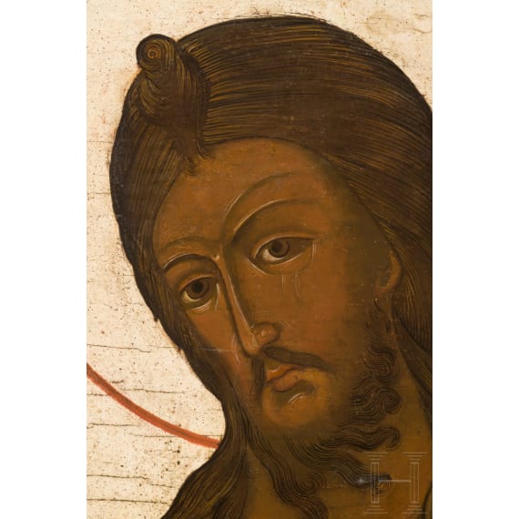 Gro&szlig;e Ikone mit dem Heiligen Johannes dem Vorl&auml;ufer aus einer Deesis, Russland, Anfang 19. Jhdt.