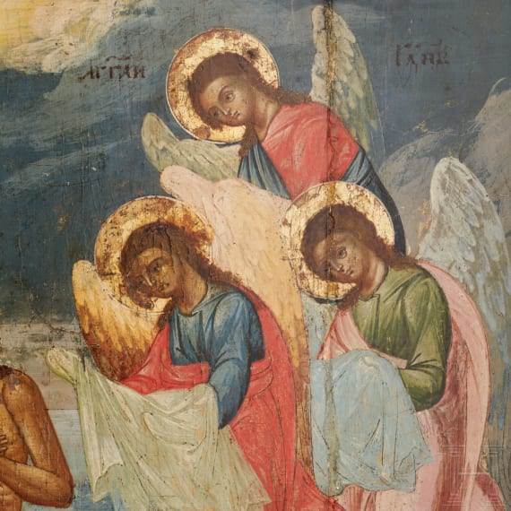 Gro&szlig;e Ikone mit der Taufe Christi, Russland, Ende 18. Jhdt.