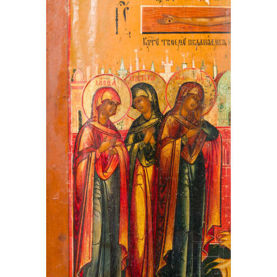 Ikone mit der Kreuzigung Christi, Russland, 19. Jhdt.