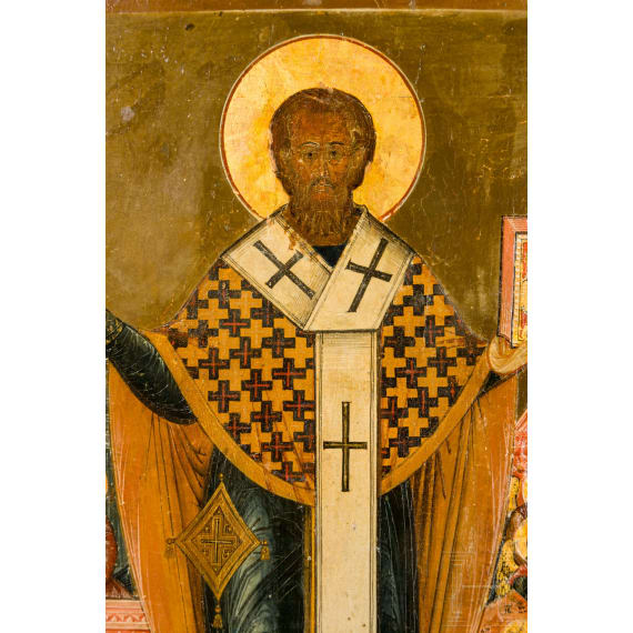 Seltene Ikone mit dem Heiligen Nikolaus Moschaisk, Russland, Anfang 19. Jhdt.