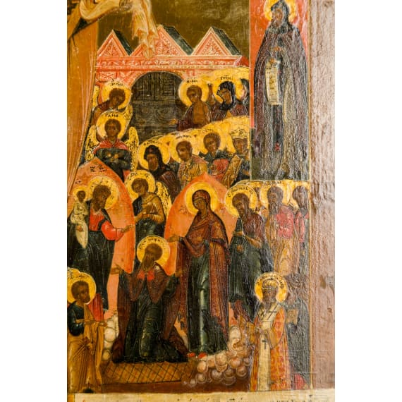 Seltene Ikone mit dem Heiligen Nikolaus Moschaisk, Russland, Anfang 19. Jhdt.
