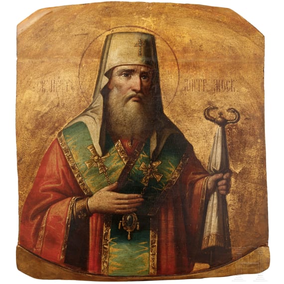 Ikone mit dem Heiligen Peter, Metropolit von Moskau, Russland, 19. Jhdt.