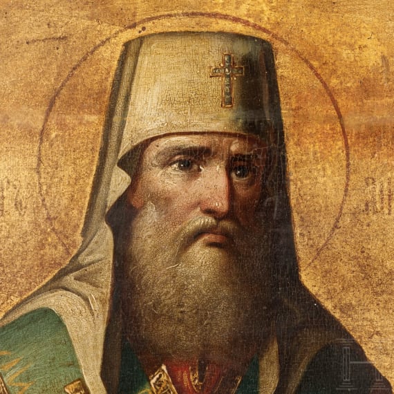 Ikone mit dem Heiligen Peter, Metropolit von Moskau, Russland, 19. Jhdt.