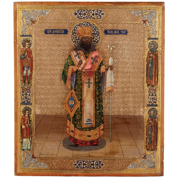 Ikone mit dem Heiligen Feodosij von Uglitsch, Russland, um 1900