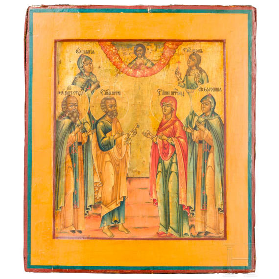 Ikone mit sechs Heiligen, Russland, Anfang 20. Jhdt.
