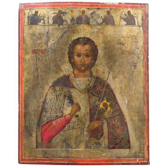 Gro&szlig;e Ikone mit dem Heiligen Demetrios von Thessaloniki, Russland, 2. H&auml;lfte 19. Jhdt.