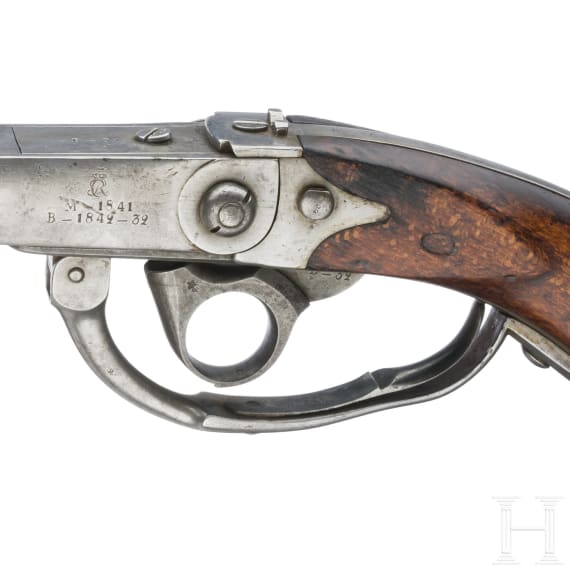 Unterhammer-Kammerlader-Perkussionspistole, D&auml;nemark, datiert 1841 und 1842
