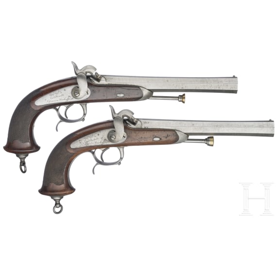 Ein Paar Offizierspistolen M 1833, 2. Modell