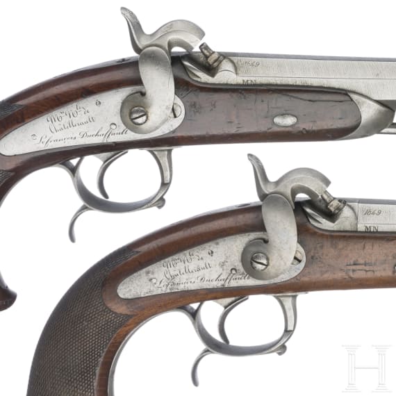 Ein Paar Offizierspistolen M 1833, 2. Modell