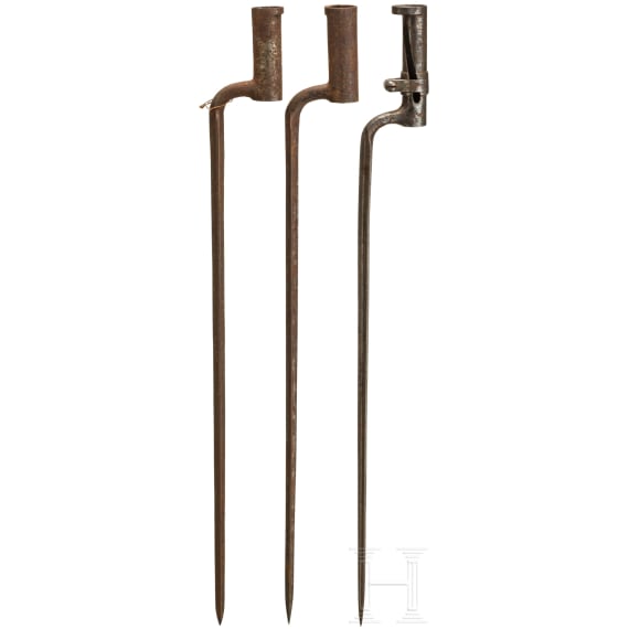 Drei T&uuml;llenbajonette M1838/42 bis M1873, &Ouml;sterreich