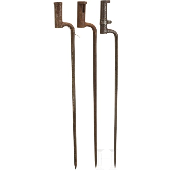 Drei T&uuml;llenbajonette M1838/42 bis M1873, &Ouml;sterreich