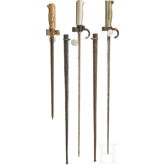 Drei Lebel-Bajonette M 1886, 1890 und 1935