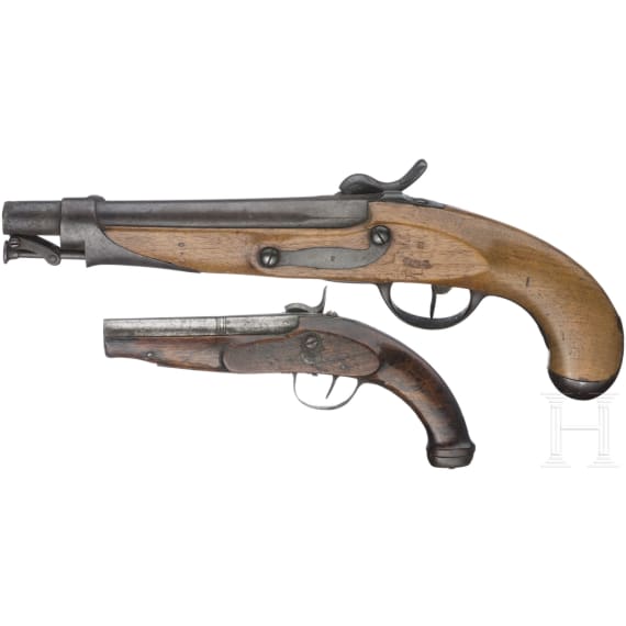 Scharnierpistole M 1816/43 und kleine Pistole