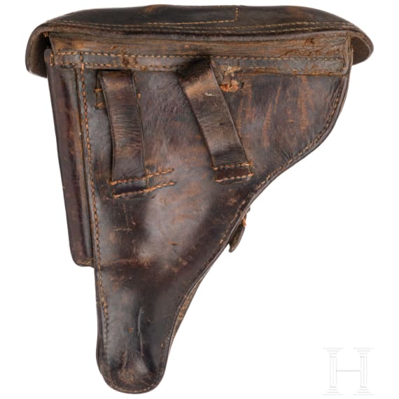 Pistole 08, DWM, 1915, mit Durchschuss, dazu Koffertasche
