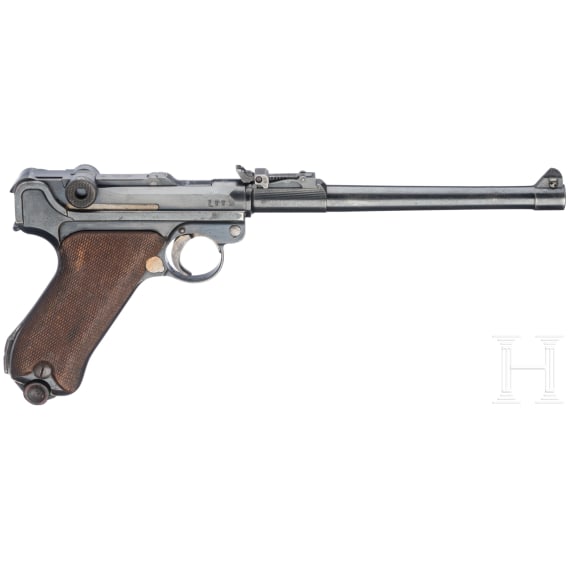 Lange Pistole 08, DWM, 1917, mit Anschlagbrett