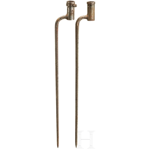 Zwei T&uuml;llenbajonette Bayern f&uuml;r Infanteriegewehr M1804 und M1826.