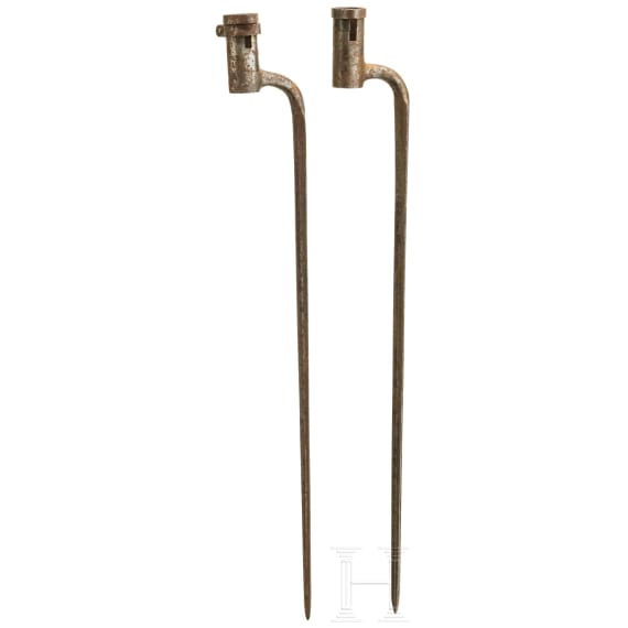 Zwei T&uuml;llenbajonette Bayern f&uuml;r Infanteriegewehr M1804 und M1826.