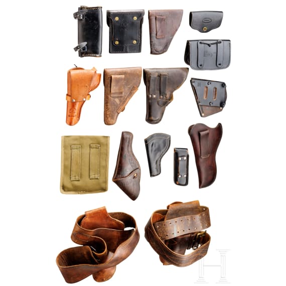 Konvolut Holster und Munitionstaschen, 19./20. Jhdt.