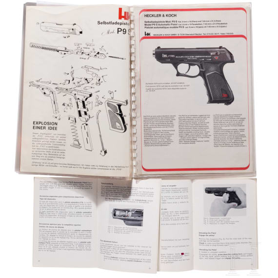 Heckler & Koch, Konvolut aus Bedienungsanleitungen, Werksfoto und Unterlagen zur P9 S