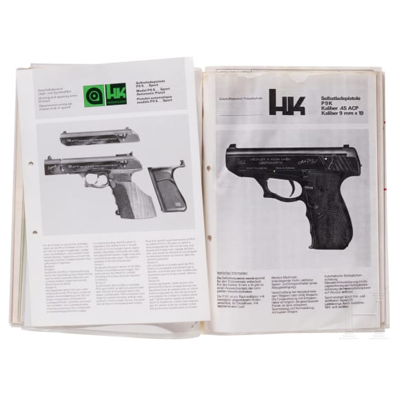 Heckler & Koch, Konvolut aus Bedienungsanleitungen, Werksfoto und Unterlagen zur P9 S