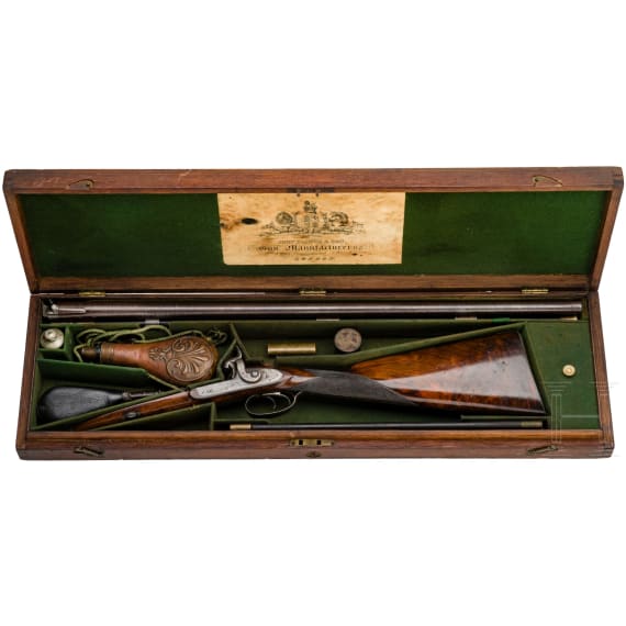 Perkussionsdoppelflinte John Blanch & Son, im Kasten, England, um 1870