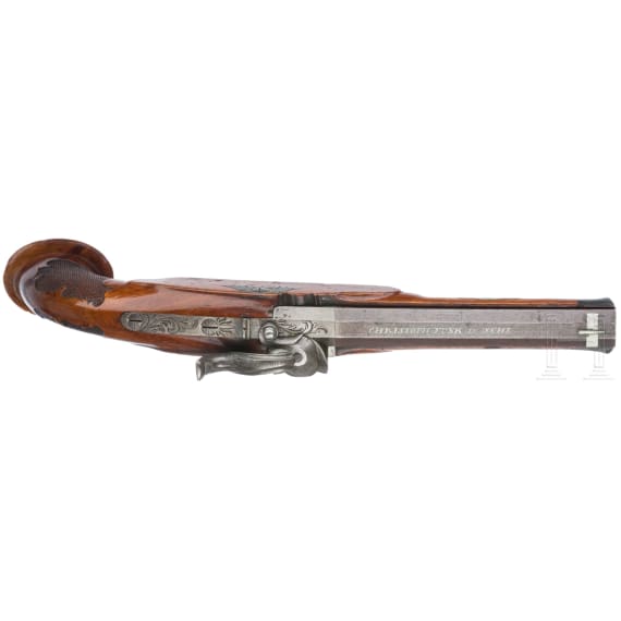 Perkussionspistole mit Z&uuml;ndpillensystem, Christoph Funk in Suhl, um 1840