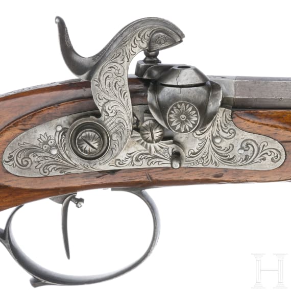 Perkussionspistole mit Z&uuml;ndpillensystem, Christoph Funk in Suhl, um 1840