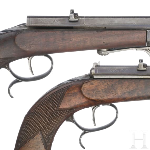 Ein Paar Z&uuml;ndnadelpistolen im Kasten, Franz von Dreyse in S&ouml;mmerda, um 1865