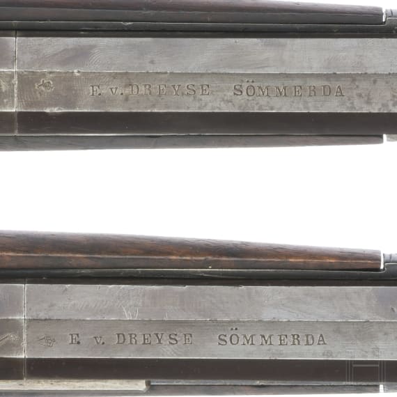 Ein Paar Z&uuml;ndnadelpistolen im Kasten, Franz von Dreyse in S&ouml;mmerda, um 1865