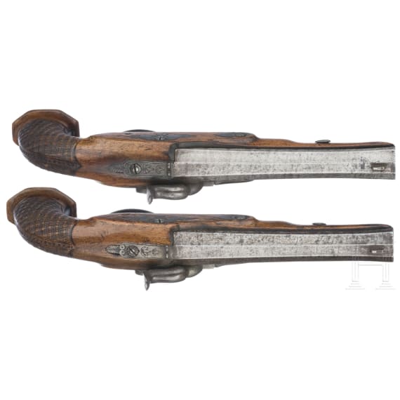 A pair of percussion pistols, Liege, circa 1810