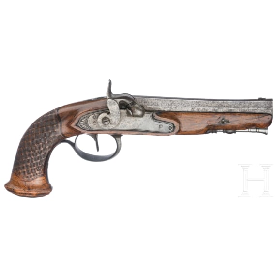 A pair of percussion pistols, Liege, circa 1810