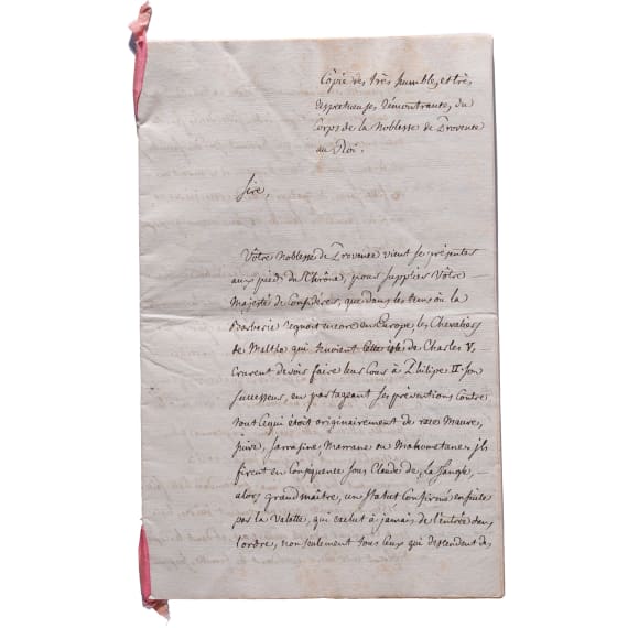 Sammlung Originalmanuskripte des Malteserordens, dabei Briefe des Ritters Alexandre de Gueidan, 16. - 19. Jhdt.